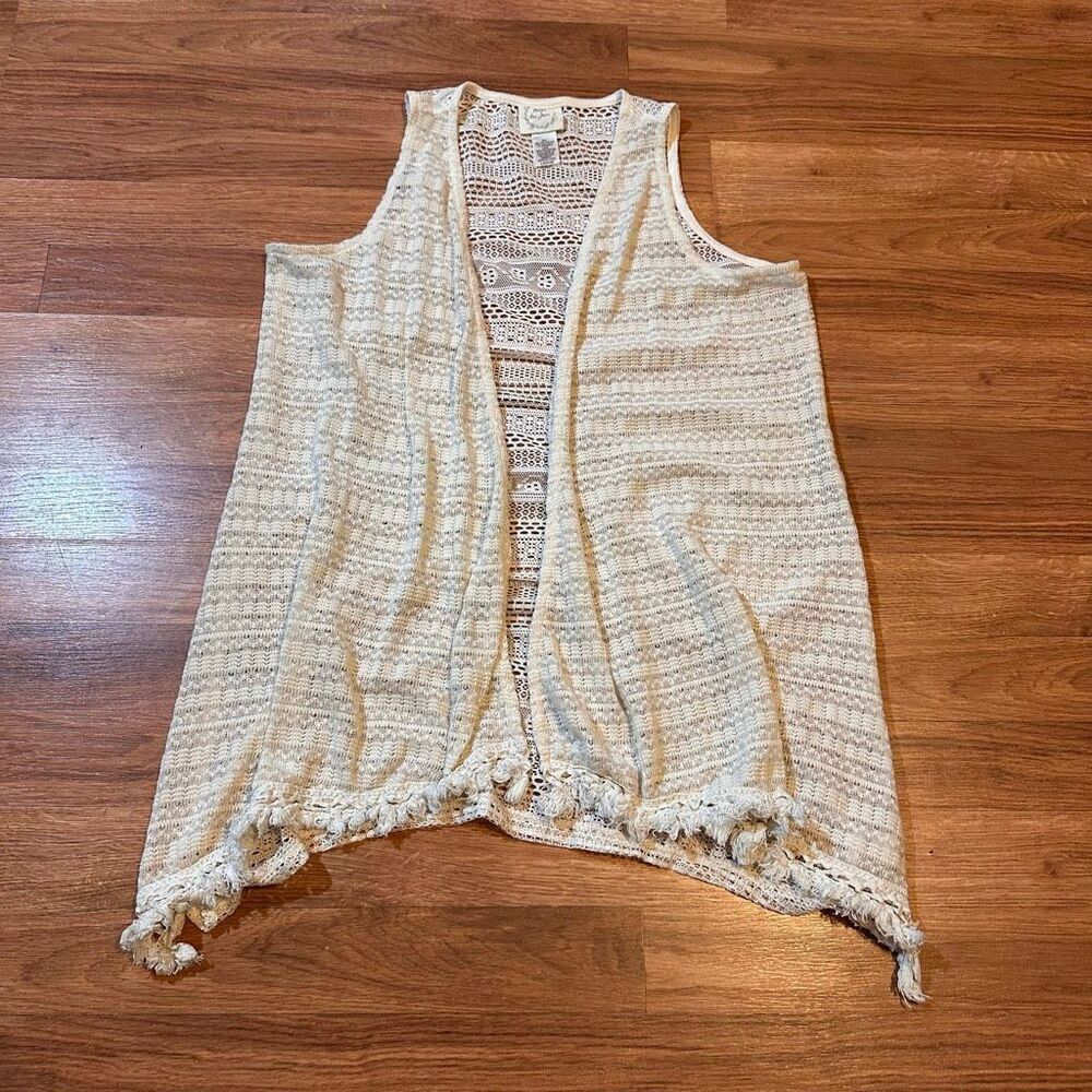 Belle Du Jour Sleeve-less Open-Front Knit Cardigan Vest | Women Size Large